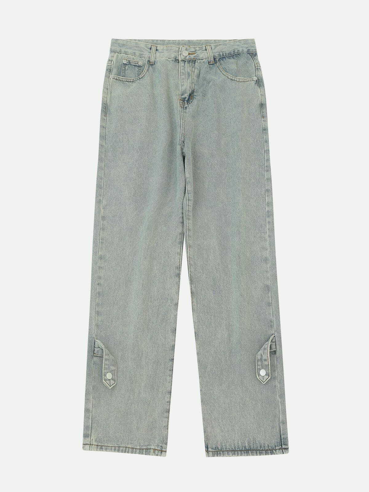 Vintage Washed Y2K Grunge Side Lock Jeans - Retro 90s Fashion for Summer Outfits