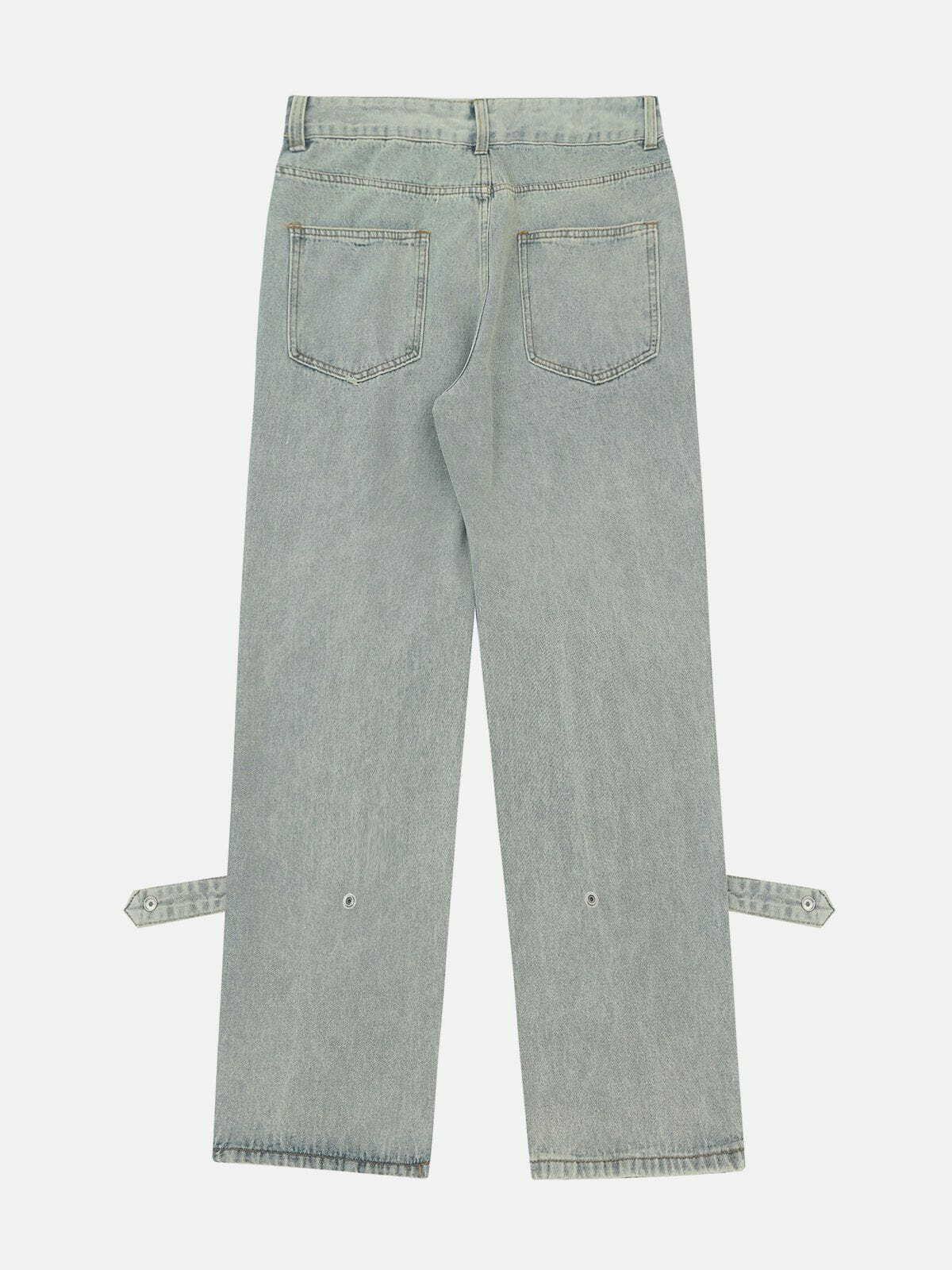 Vintage Washed Y2K Grunge Side Lock Jeans - Retro 90s Fashion for Summer Outfits