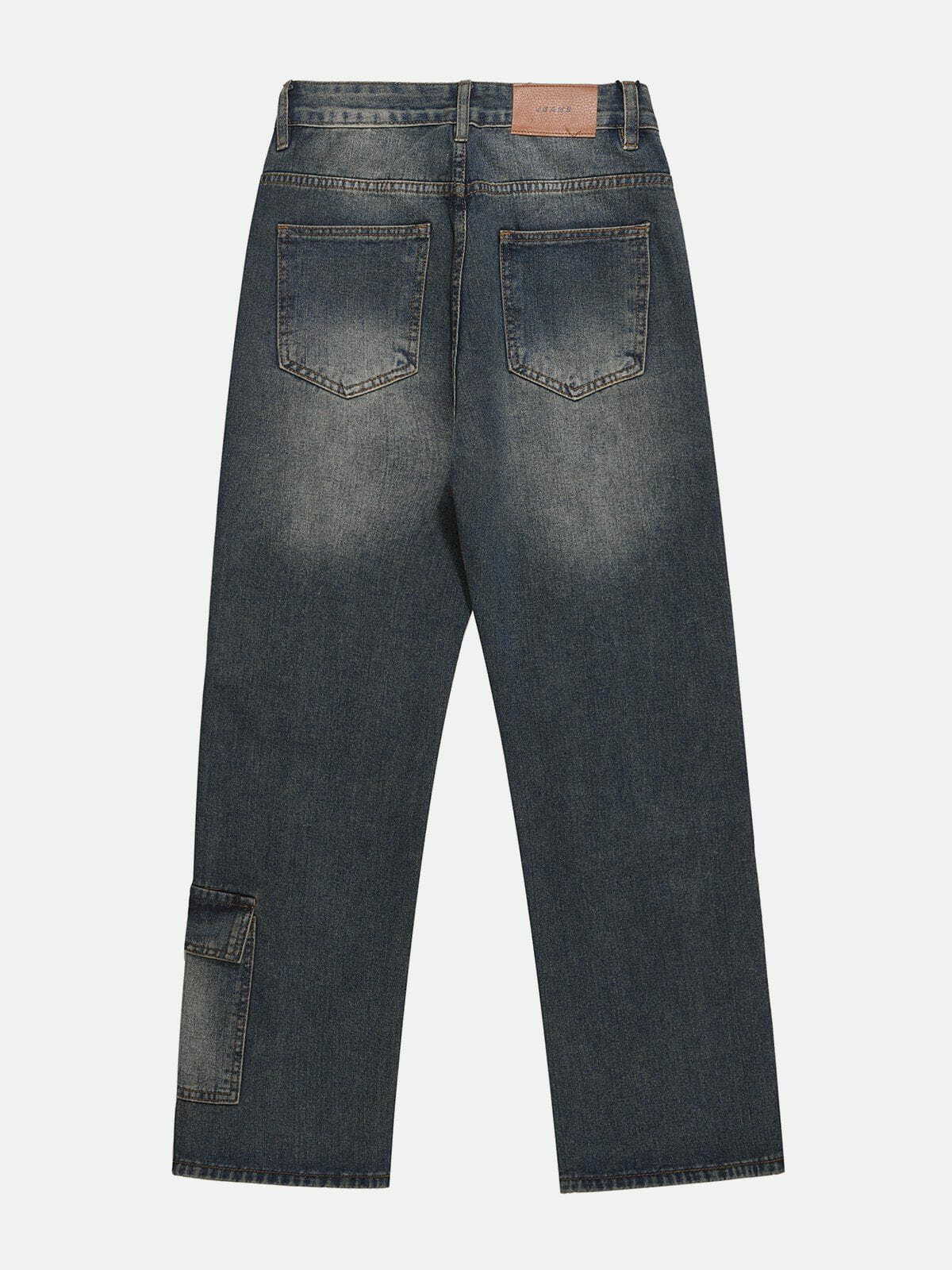 Vintage Washed Y2K Multi-Pocket Grunge Jeans for Retro 90s Summer Outfits