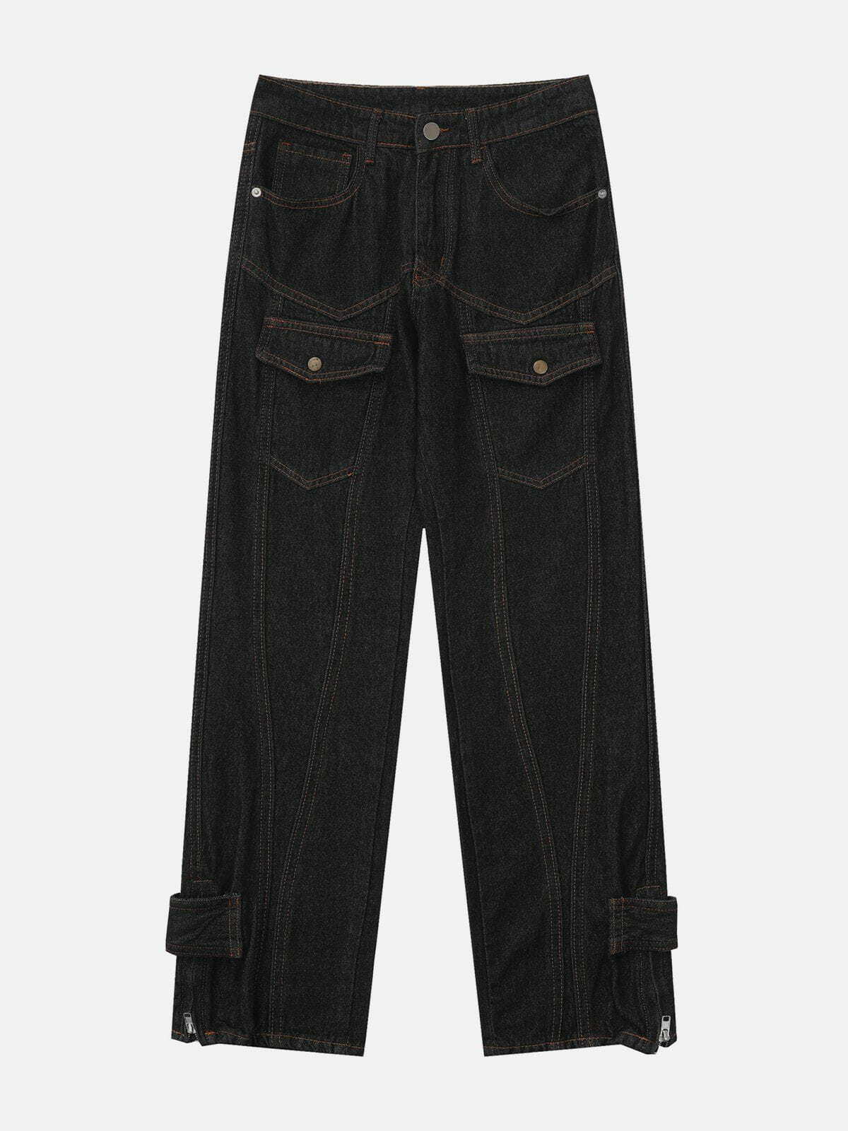 Vintage Washed Y2K Pocket Jeans - Retro 90s Grunge Style for Summer Outfits & Parties