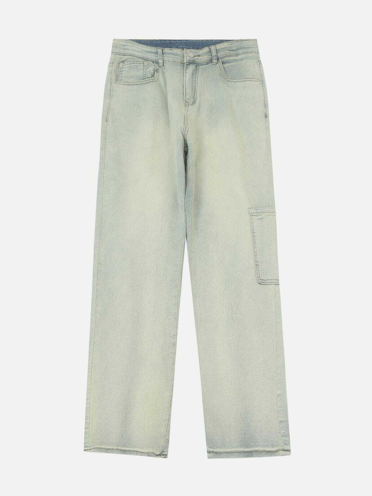 Vintage Washed Y2K Zip-Up Jeans - Retro 90s Grunge Outfit Essential for Summer Parties