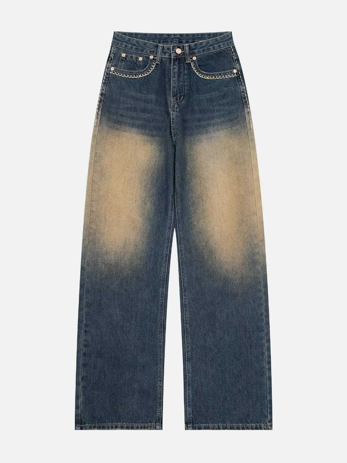 Vintage Washed Y2K Zipper Jeans - Retro 90s Grunge Outfit Essential for Summer Parties