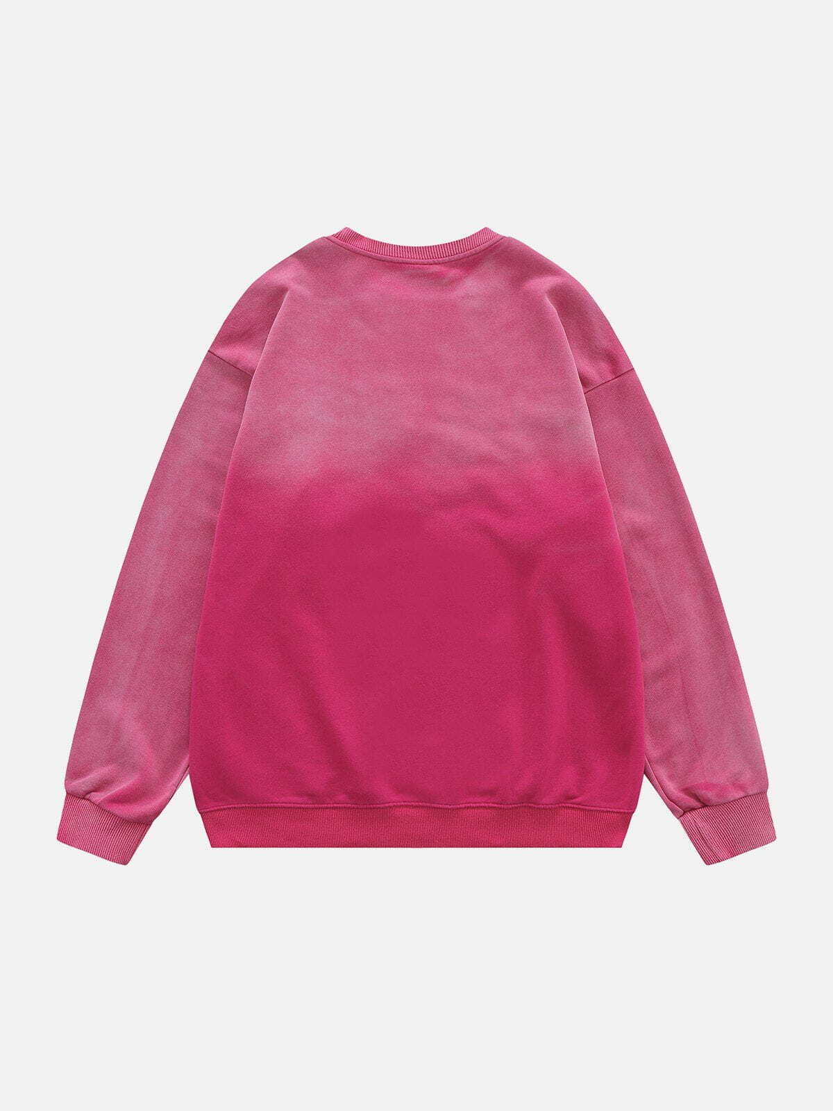 Washed Gradient Embroidered Y2K Sweatshirt - Retro 90s Grunge Style for Summer Outfits