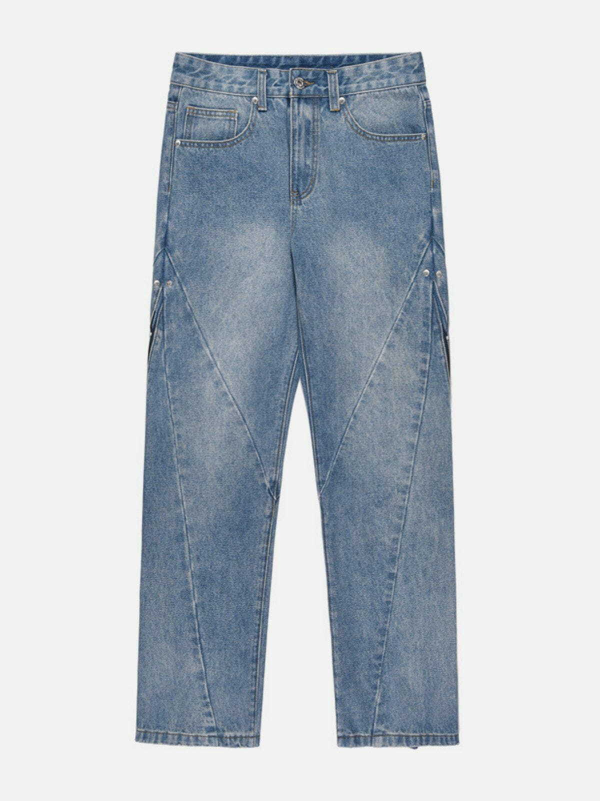 Washed Old Zipper Micro Horn Jeans - Y2K Grunge & 90s Fashion Summer Outfit Essential