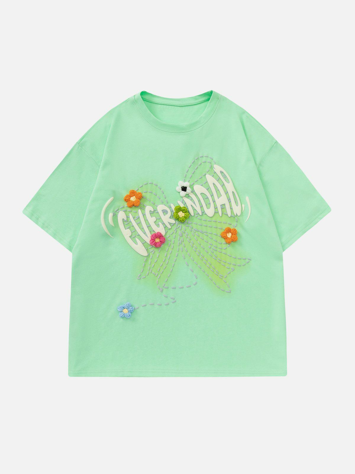 Y2K 3D Flower Design Tee - Retro Grunge Summer Top for Y2K Party & 90s Outfits