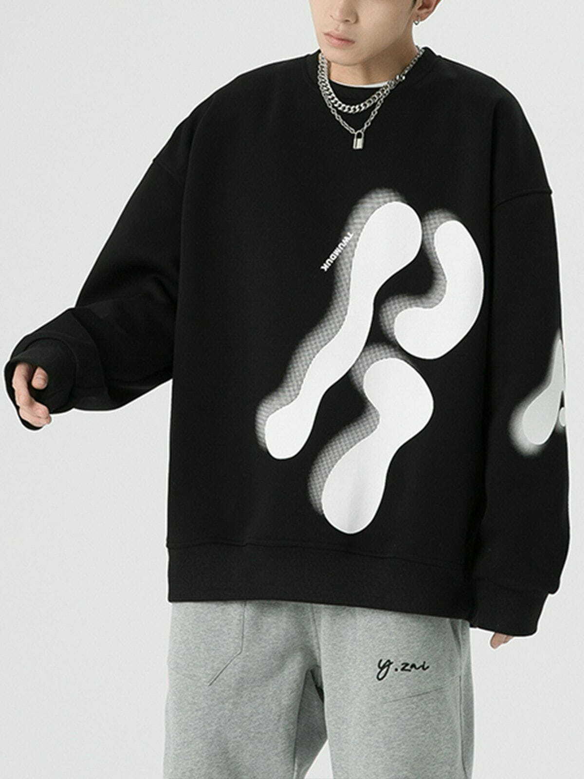 Y2K 3D Letter Print Sweatshirt - Retro Grunge Style for Summer Parties & 90s Vibes