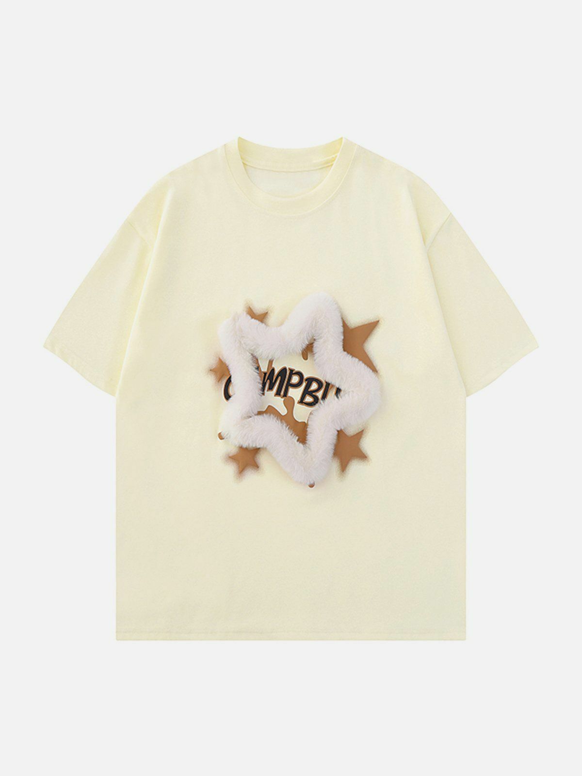 Y2K 3D Star Lettered Print Tee - Retro 90s Grunge Top for Summer Party Outfits