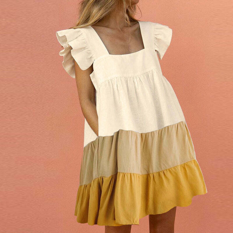 Y2K Aesthetic Backless Sundress with Butterfly Sleeves and Pockets - Cute Summer Fashion