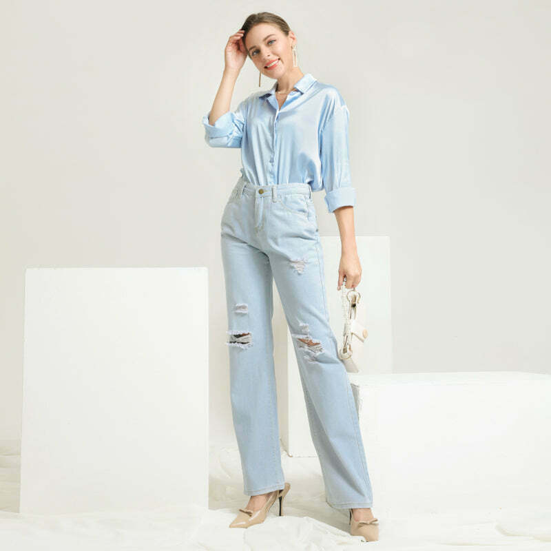 Y2K Aesthetic Casual Office Lady Jeans - Vintage Grunge Style with Cute Pastel Vibes