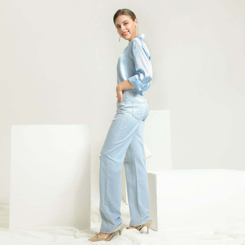 Y2K Aesthetic Casual Office Lady Jeans - Vintage Grunge Style with Cute Pastel Vibes