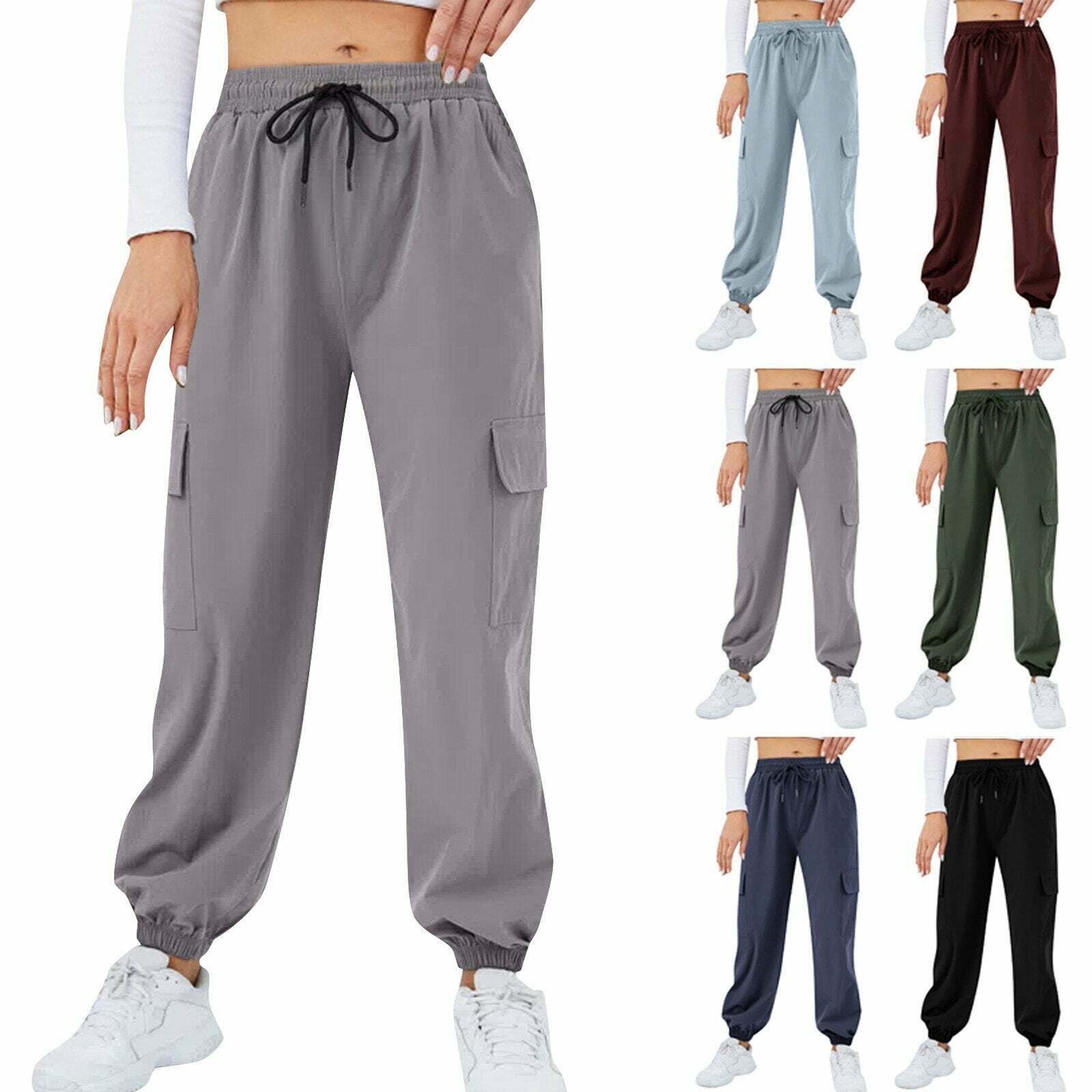 Y2K Aesthetic Mid Waist Baggy Cargo Pants - Cute Grunge Style for Comfy Outfits