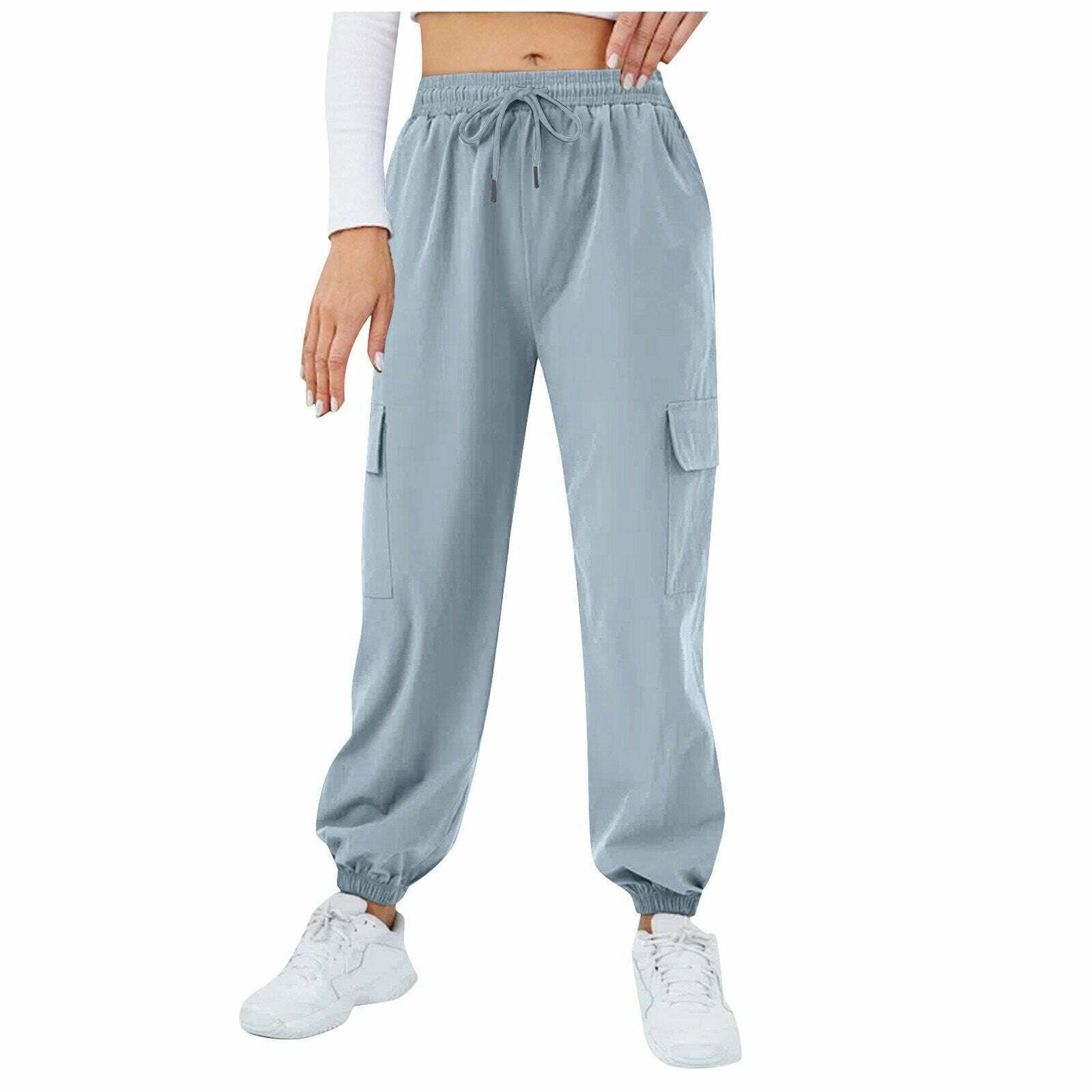 Y2K Aesthetic Mid Waist Baggy Cargo Pants - Cute Grunge Style for Comfy Outfits