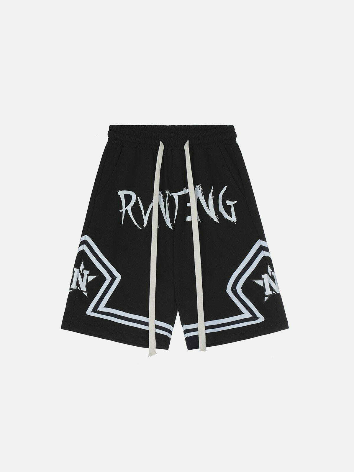 Y2K Alphabet Print Shorts - Retro 90s Grunge Summer Outfit for Trendy Women