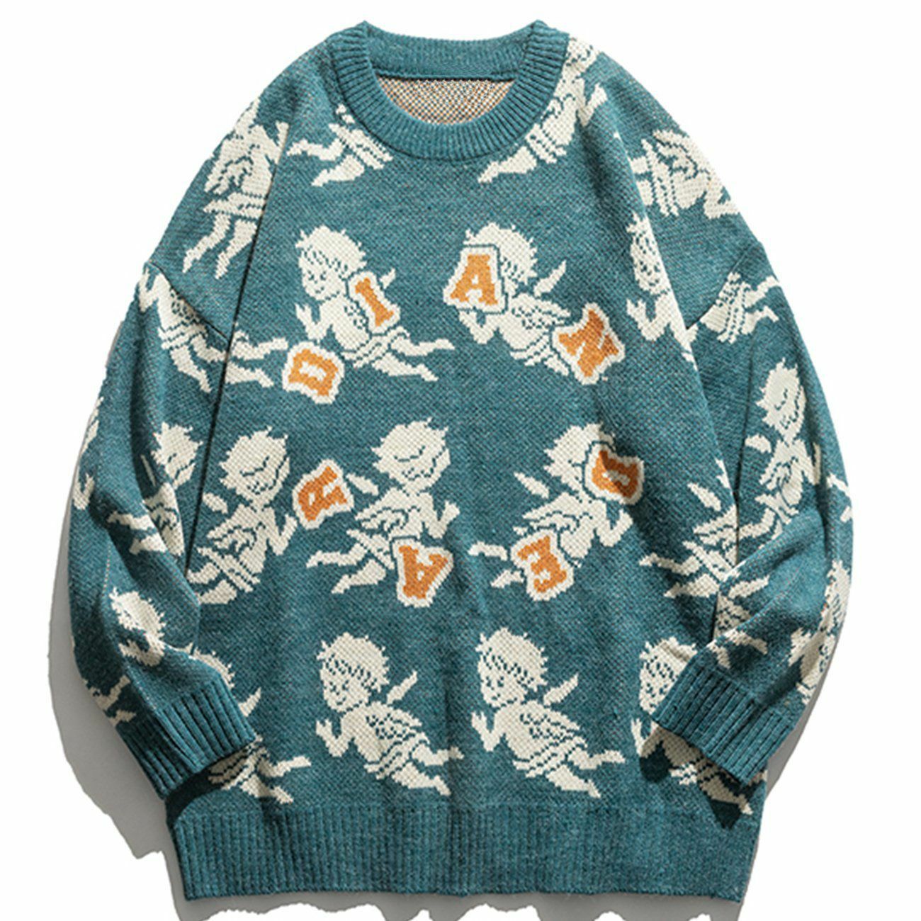 Y2K Angel Baby Knit Sweater - Retro 90s Grunge Style for Summer Parties & Outfits