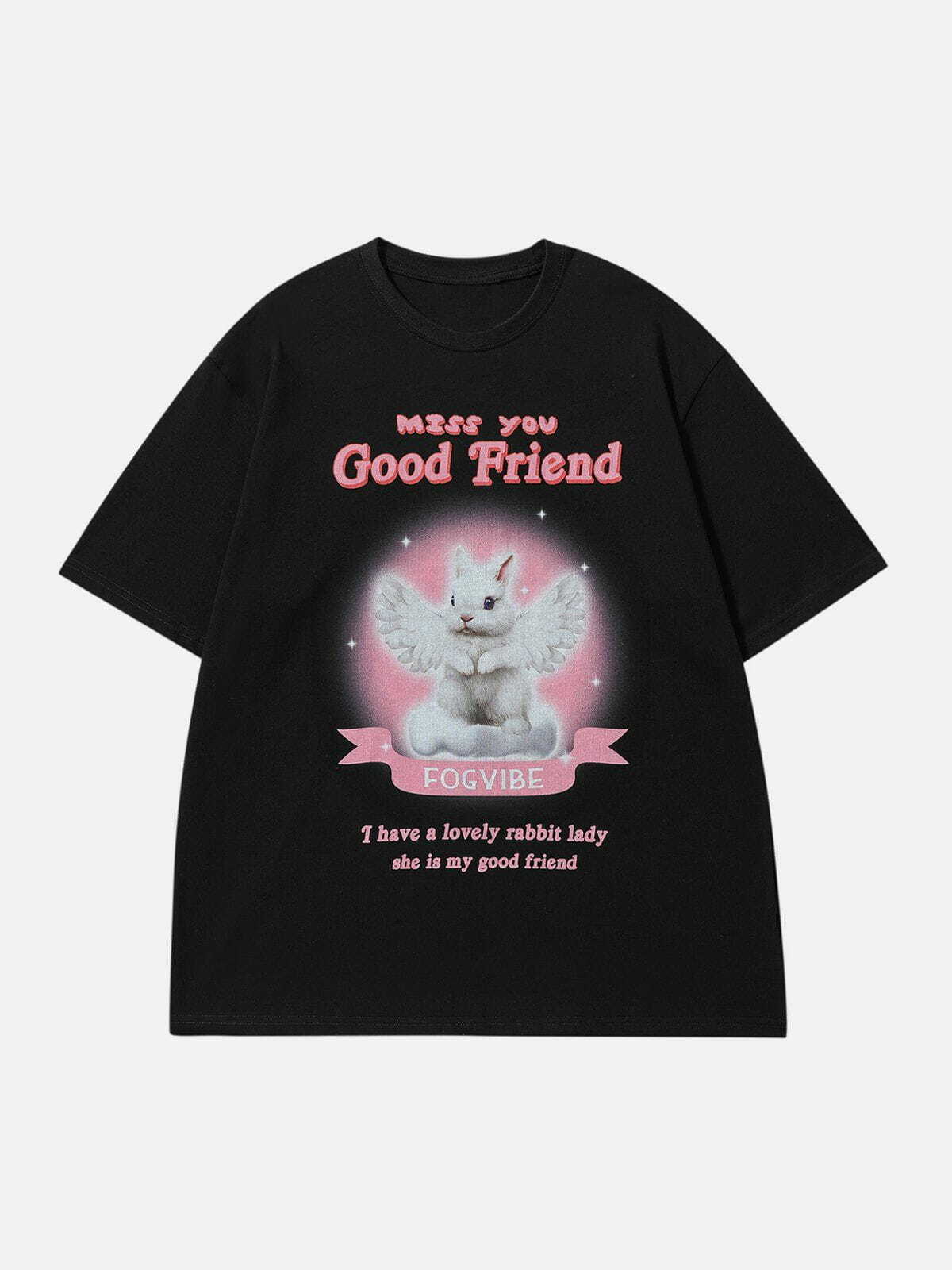 Y2K Angel Mice Halo Print Baby Tee - Retro 90s Grunge Summer Outfit for Y2K Vibes