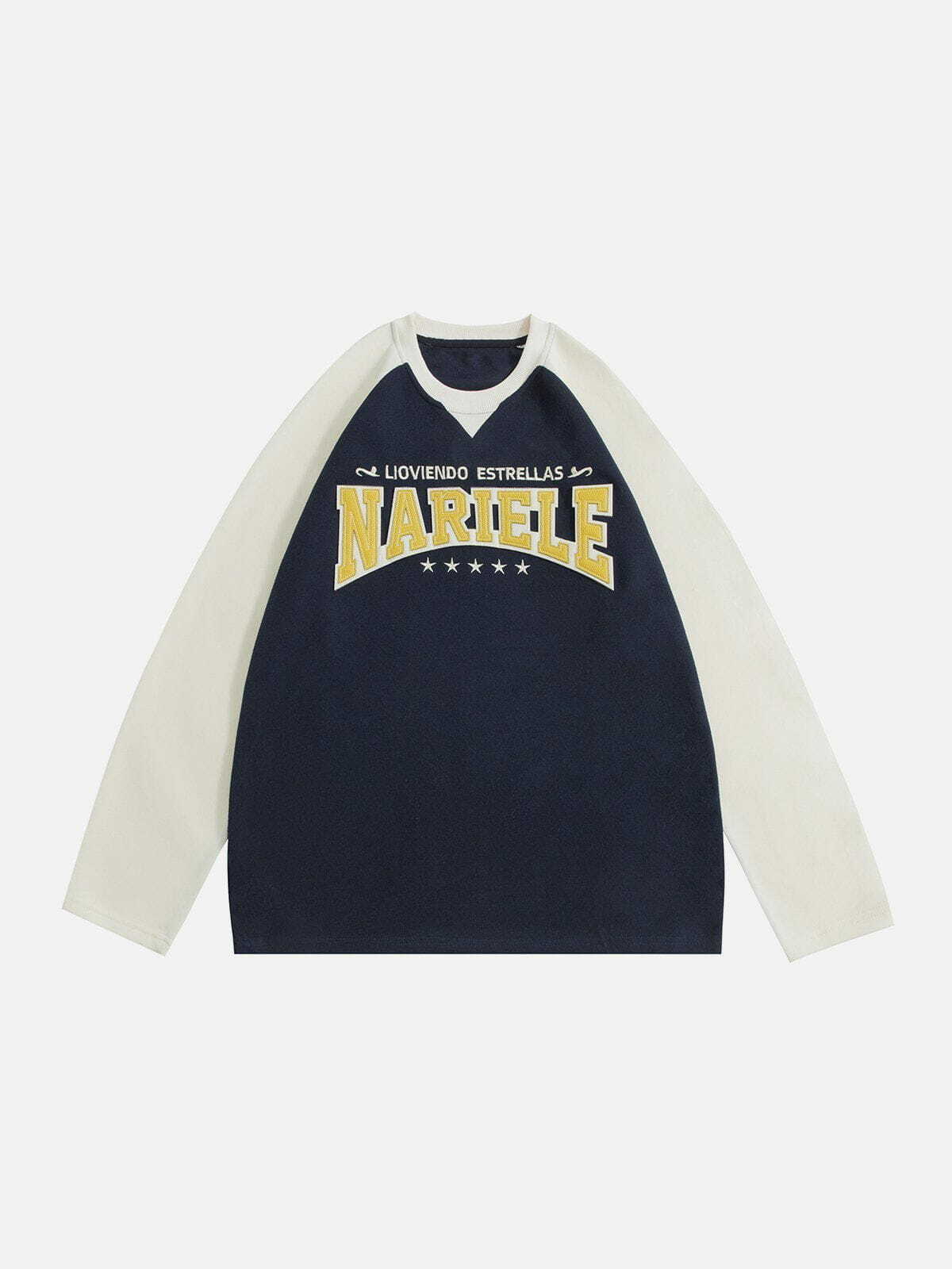 Y2K Applique Embroidery Letters Sweatshirt - Retro 90s Grunge Style for Summer Outfits