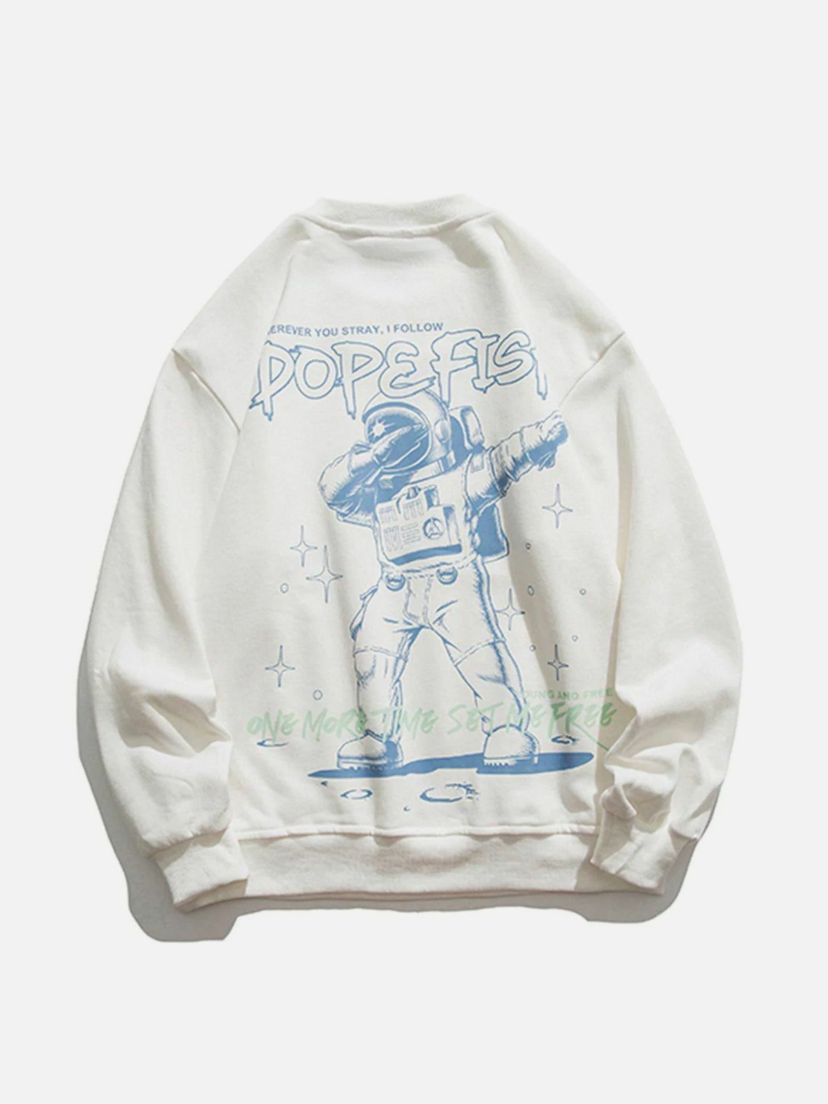 Y2K Astronaut Print Sweatshirt - Retro 90s Grunge Style for Summer Parties & Outfits