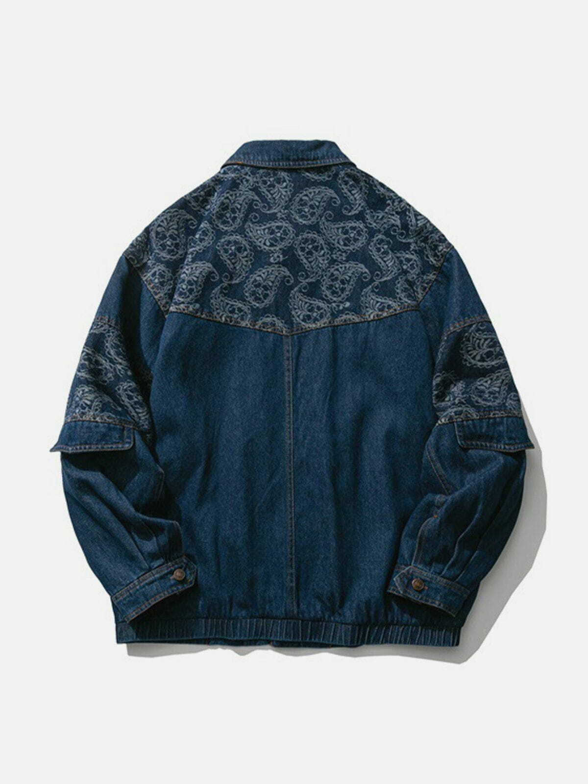 Y2K Bandana Patchwork Denim Jacket - Retro 90s Grunge Outfit for Summer Parties