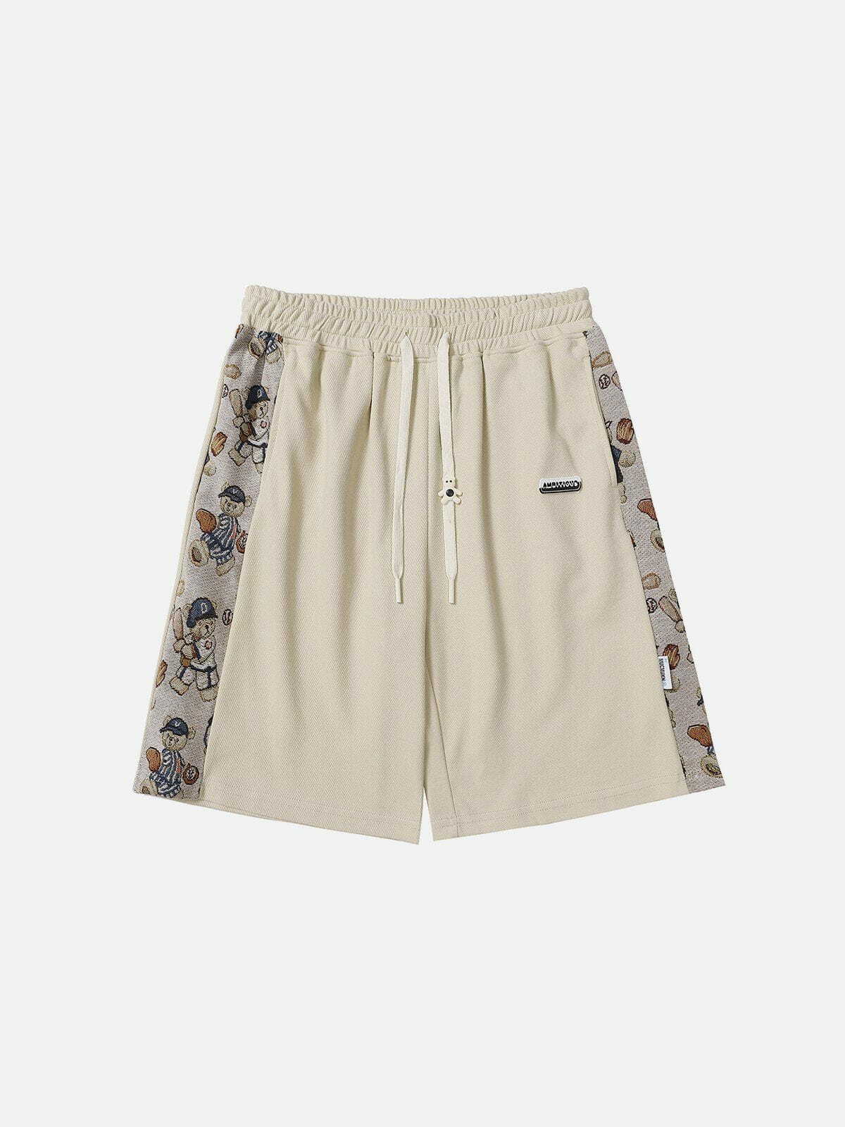 Y2K Bear Print Sticker Shorts - Retro 90s Grunge Summer Outfit for Y2K Vibes