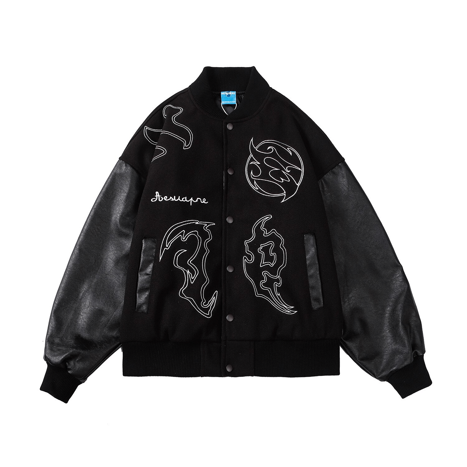 Y2K Black Varsity Jacket - Retro 90s Grunge Outfit for Summer Parties & Clubbing