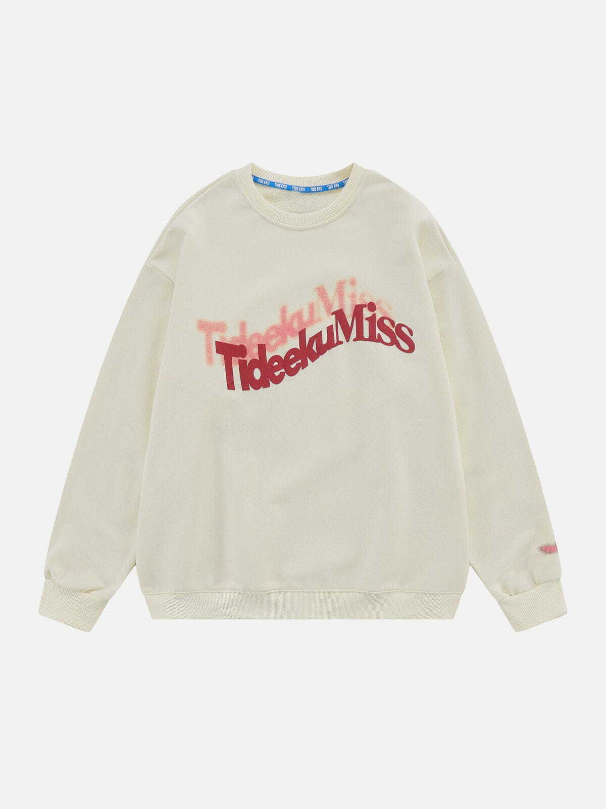 Y2K Blurred Letters Print Sweatshirt - Retro 90s Grunge Style for Summer Outfits