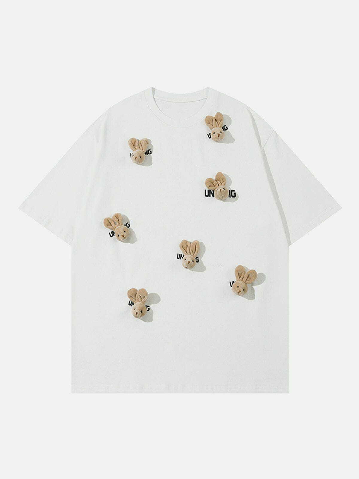 Y2K Bunny Doll Print Tee - Retro 90s Grunge Top for Summer Parties & Outfits