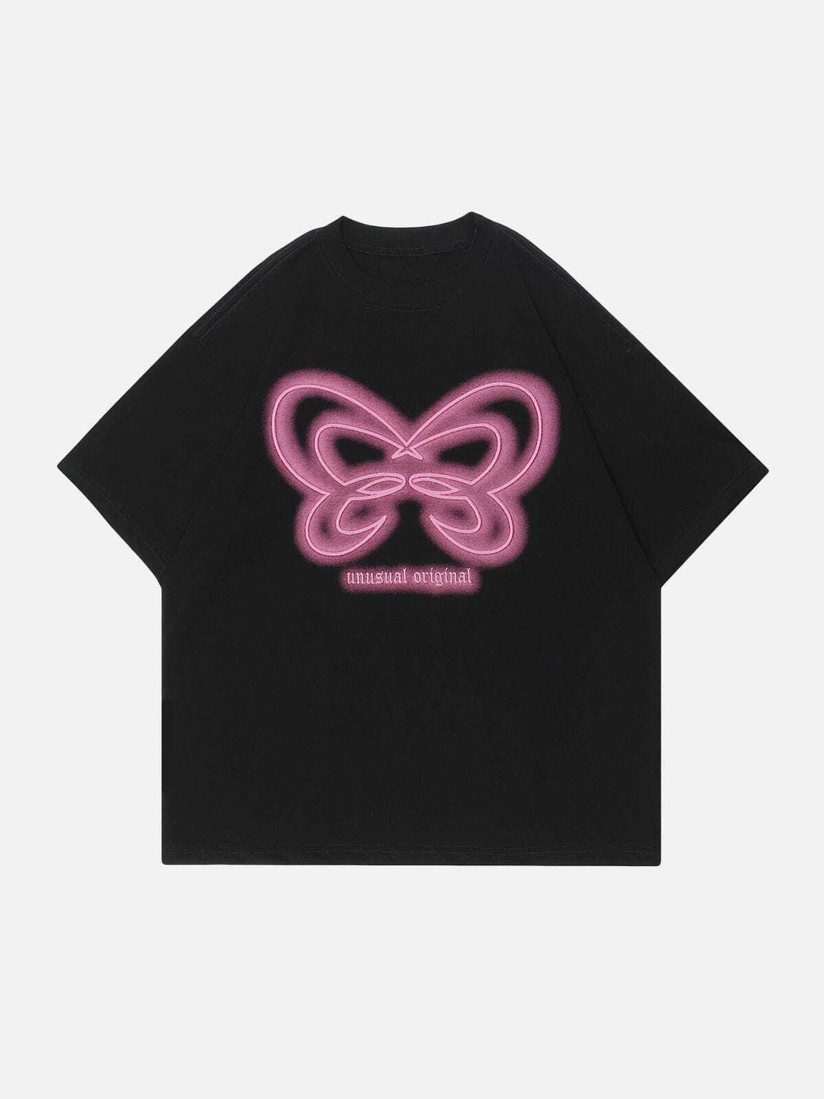 Y2K Butterfly Embroidery Tee - Retro 90s Grunge Top for Summer Party Outfits