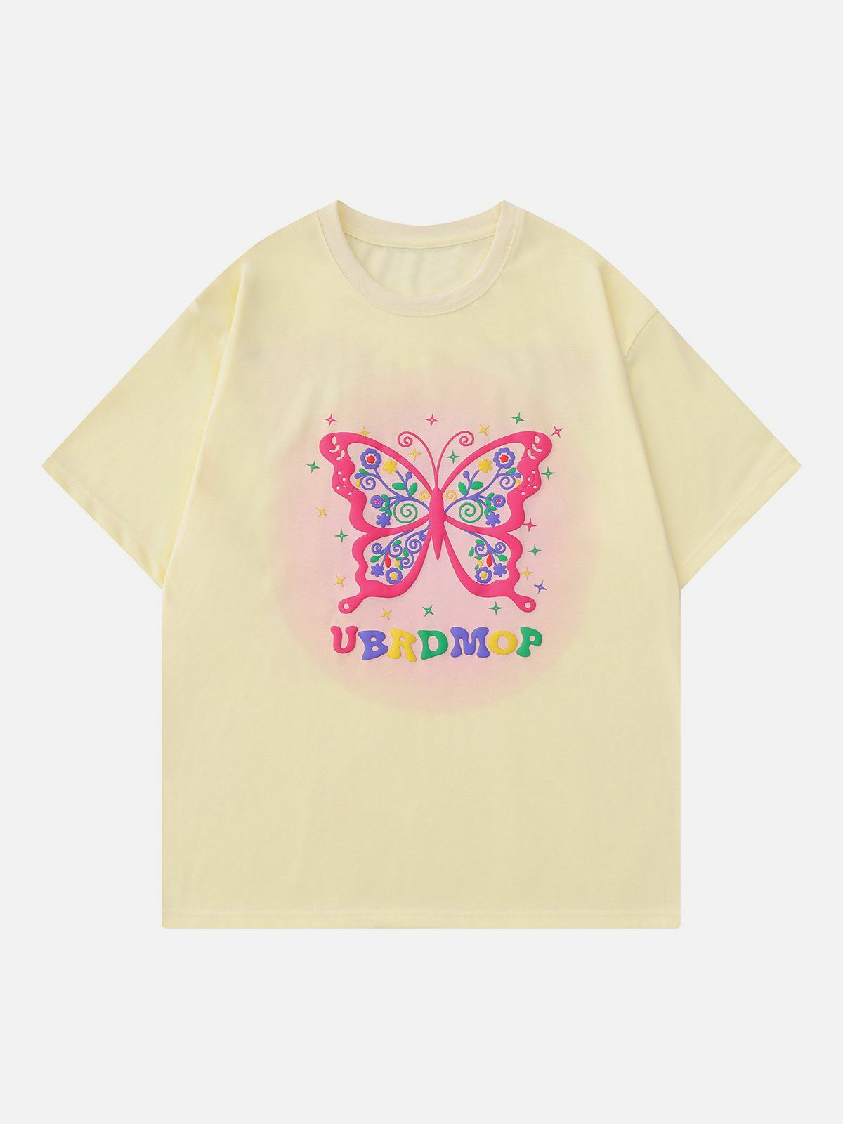 Y2K Butterfly Foaming Print Tee - Retro 90s Grunge Summer Top for Y2K Outfits & Parties