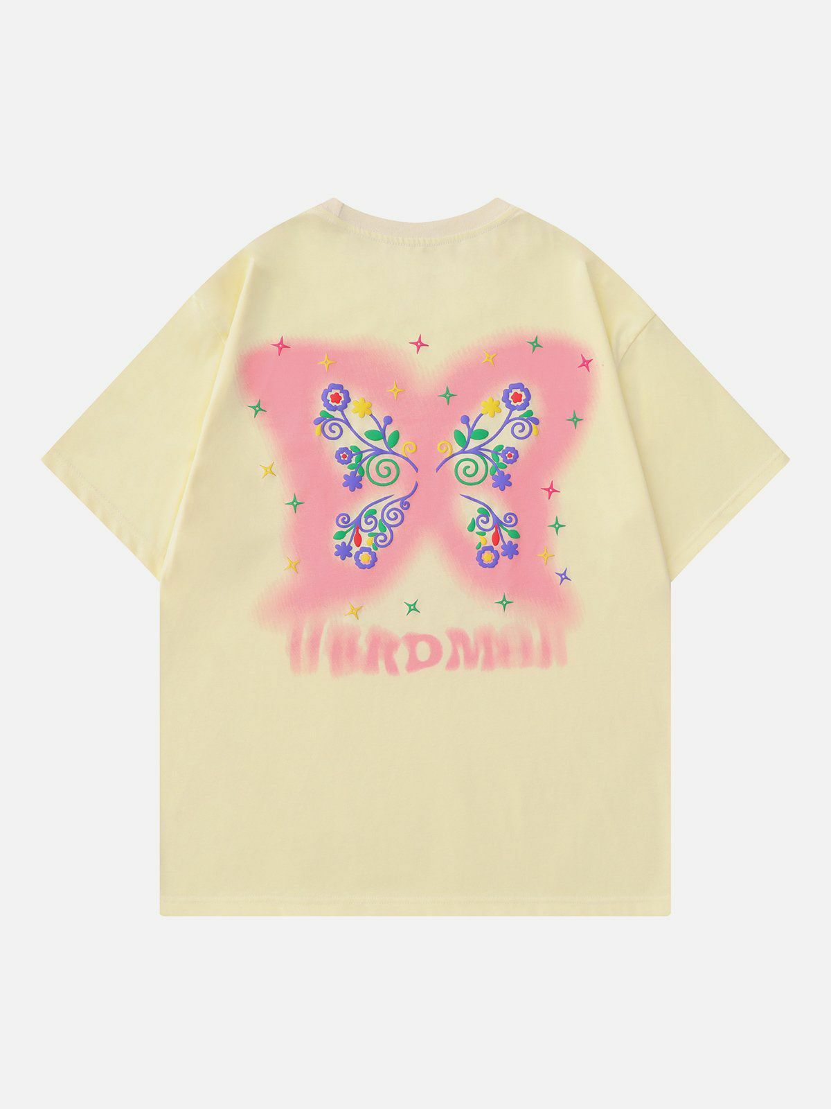 Y2K Butterfly Foaming Print Tee - Retro 90s Grunge Summer Top for Y2K Outfits & Parties