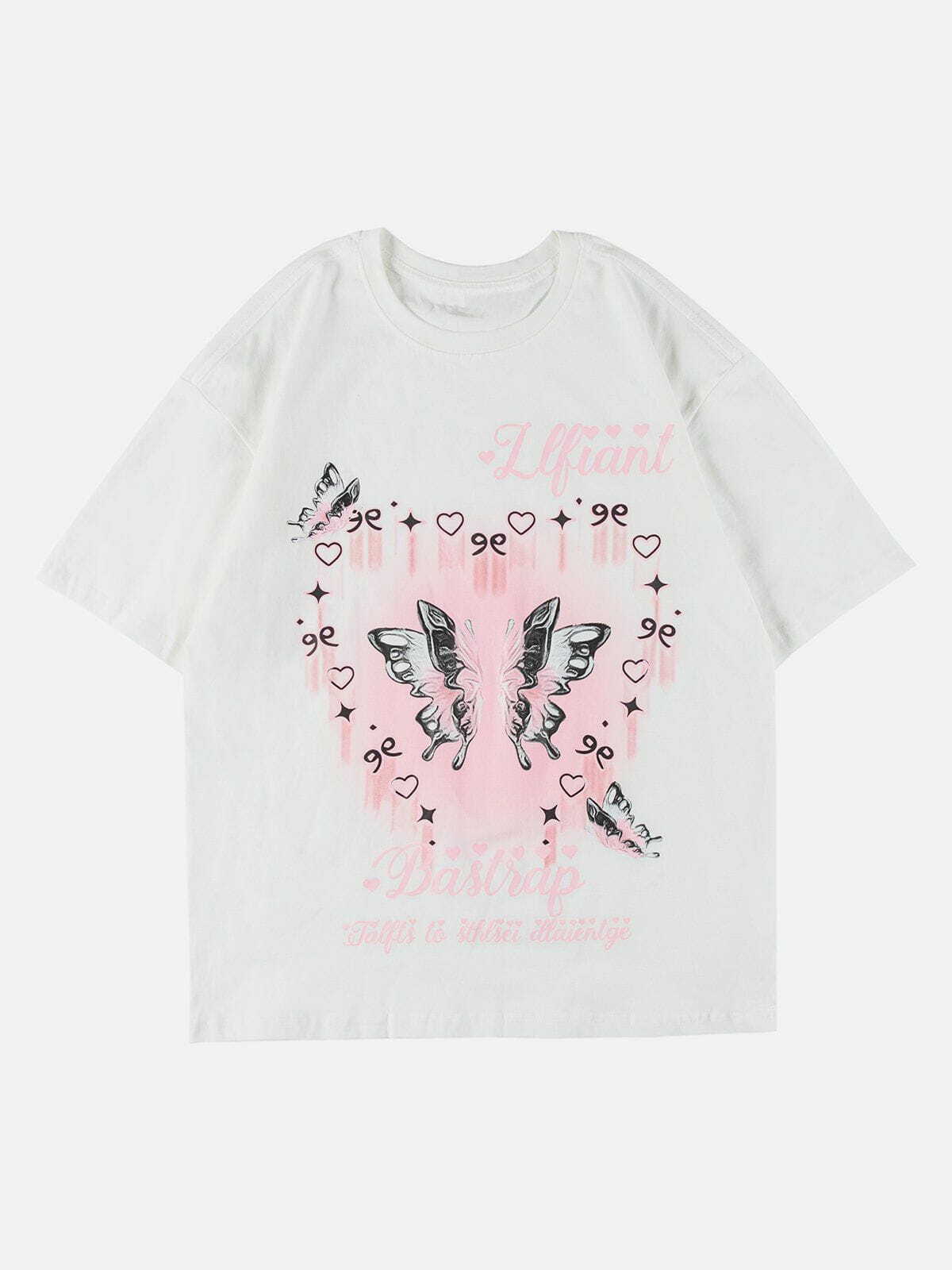 Y2K Butterfly Gradient Print Tee - Retro 90s Grunge Summer Outfit for Women