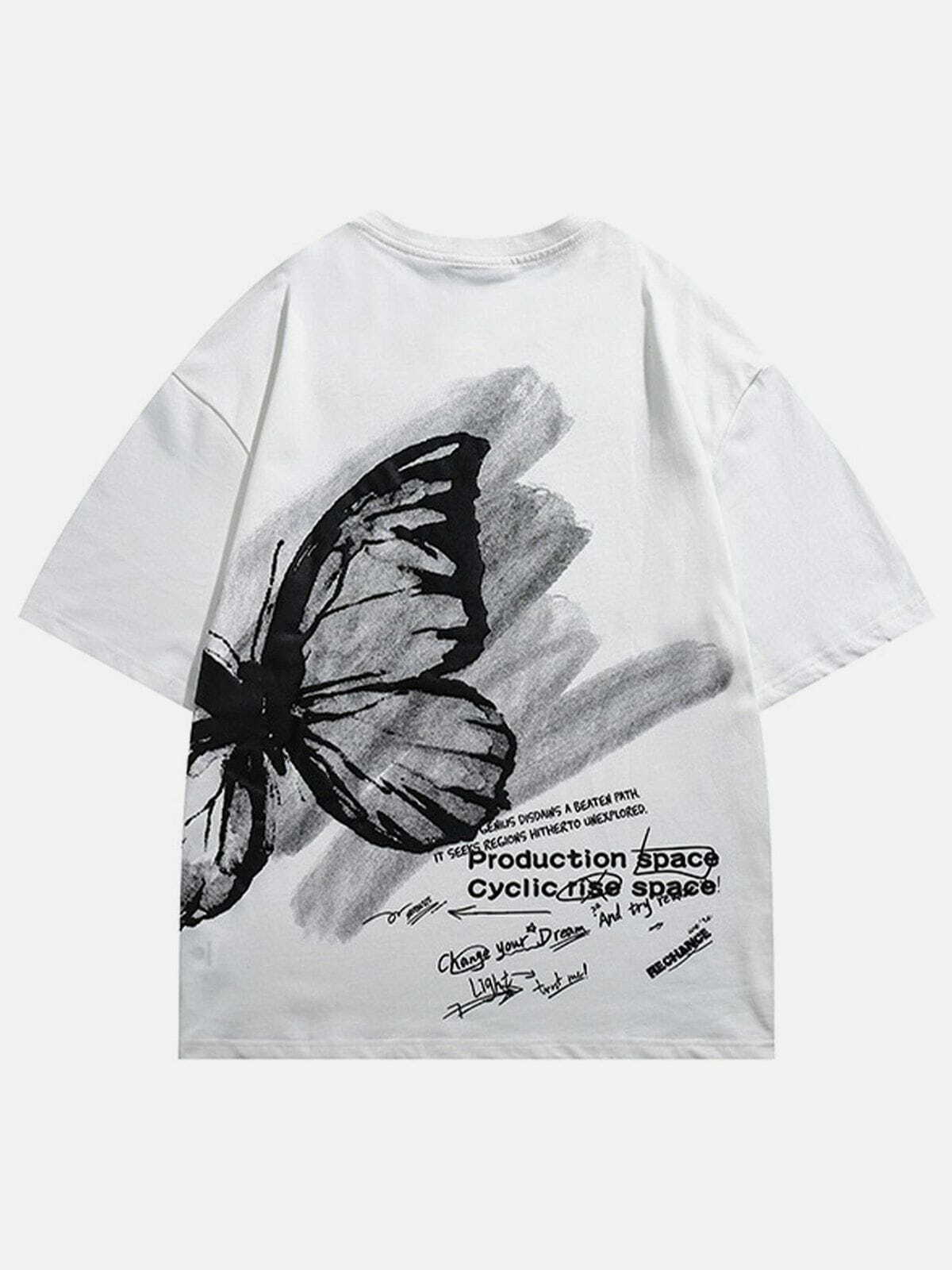 Y2K Butterfly Graphic Tee - Retro 90s Summer Outfit, Grunge Style Baby Tee for Women