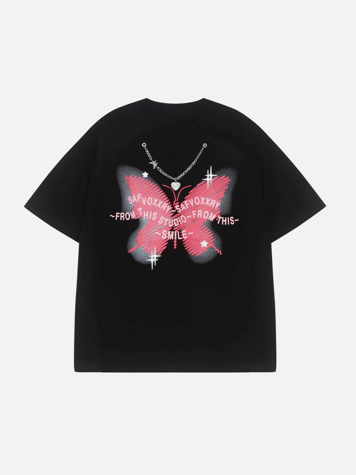 Y2K Butterfly Print Baby Tee - Retro 90s Grunge Summer Outfit for Y2K Fashion Lovers