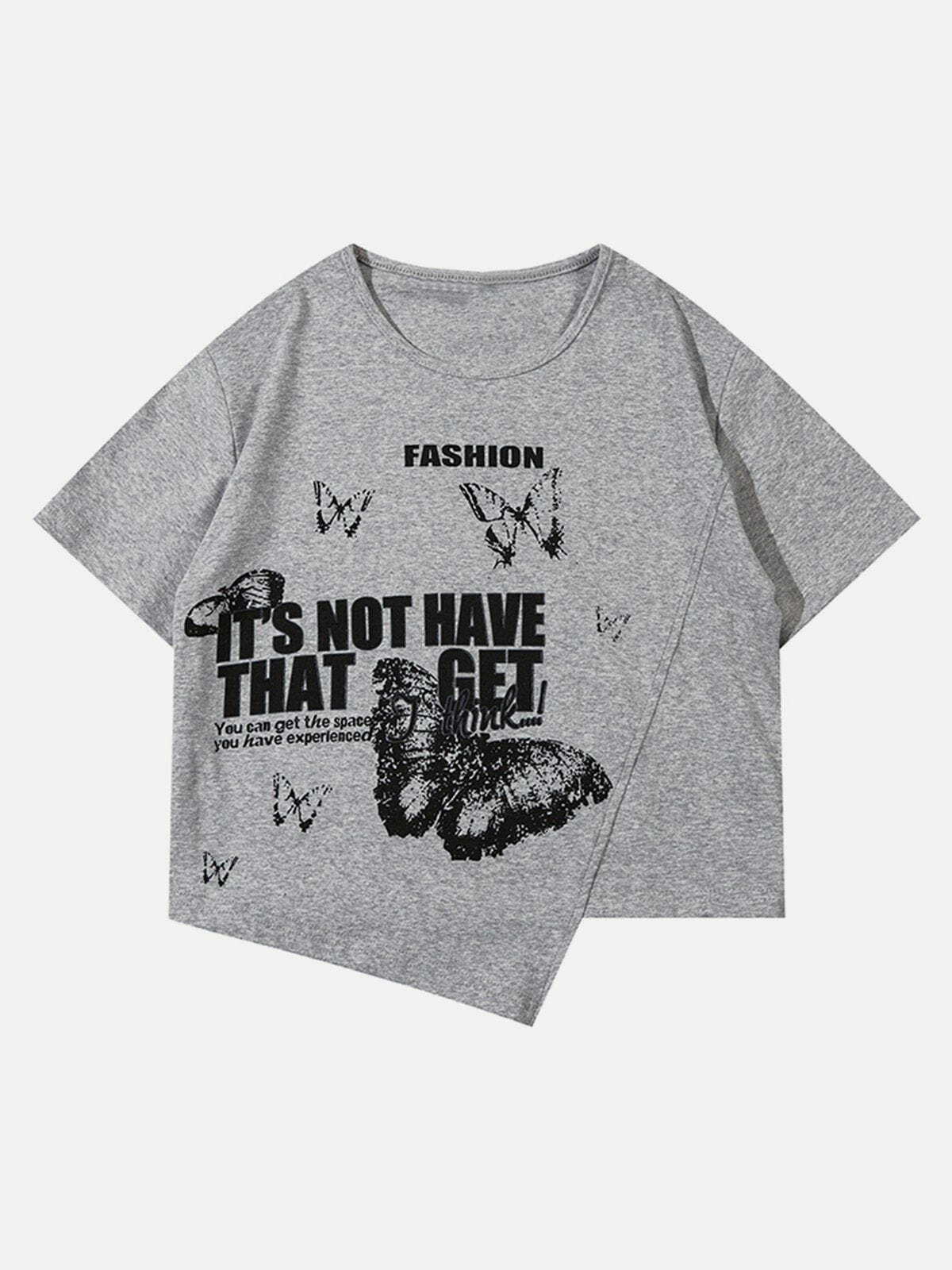 Y2K Butterfly Print Tee - Retro 90s Grunge Top for Summer Outfits & Party Looks