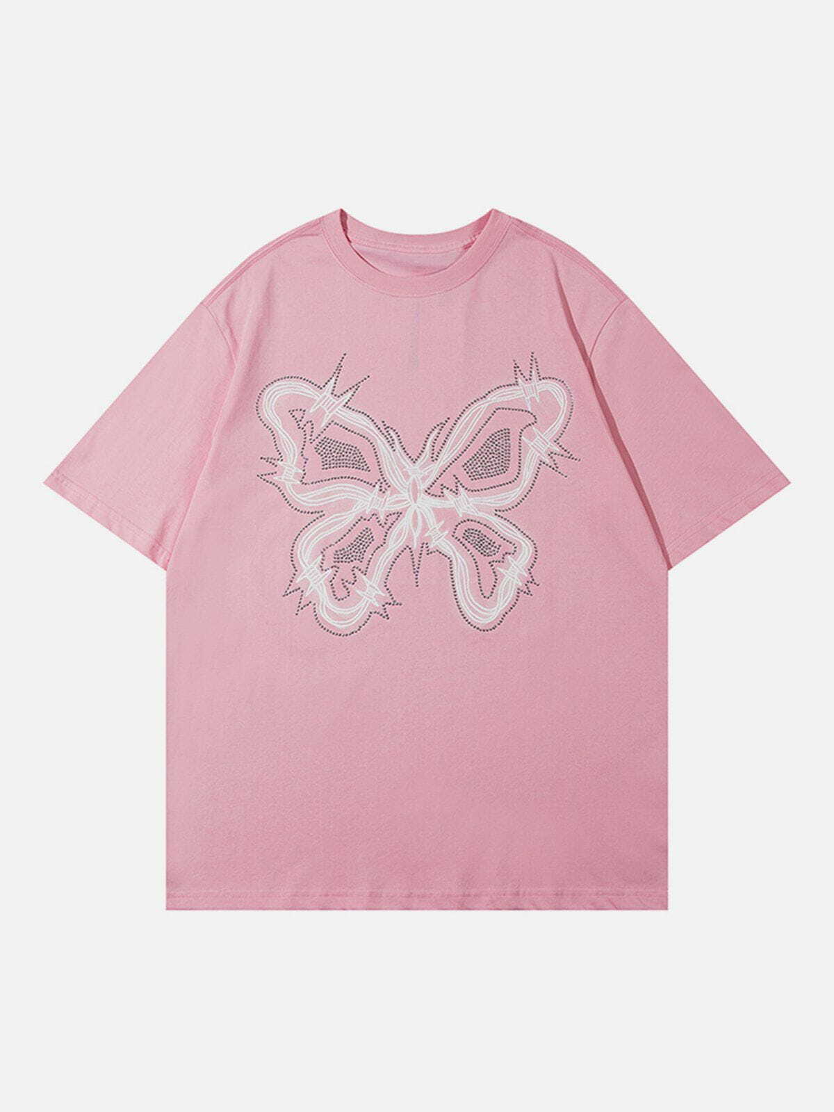 Y2K Butterfly Print Tee - Retro 90s Grunge Top for Summer Outfits & Party Vibes