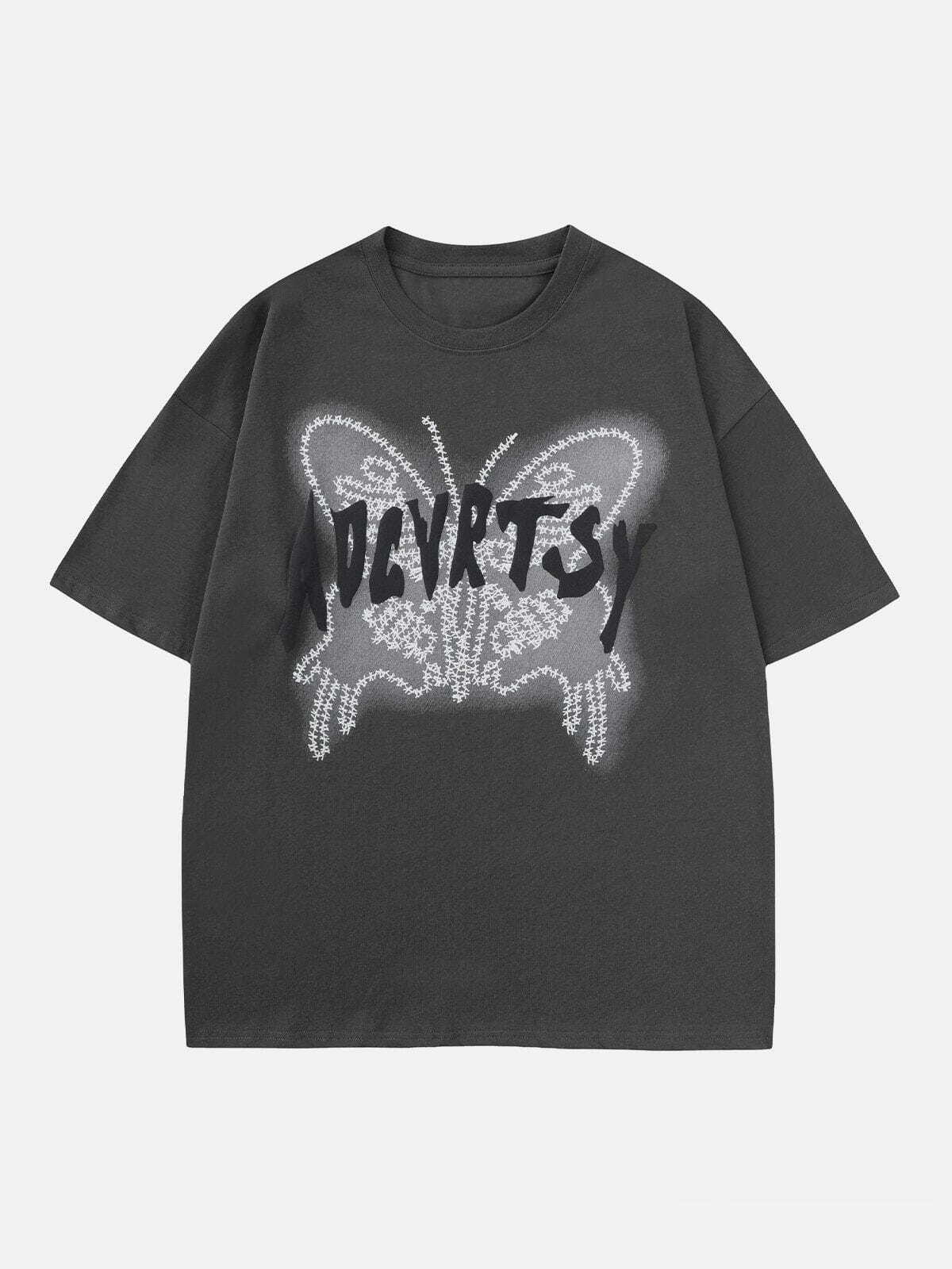 Y2K Butterfly Print Tee - Retro 90s Grunge Top for Summer Parties & Outfits