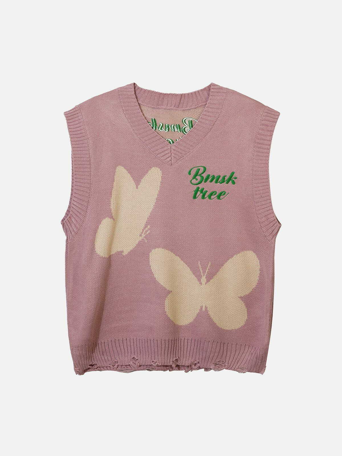 Y2K Butterfly Sweater Vest - Retro 90s Grunge Outfit for Summer Parties & Casual Looks