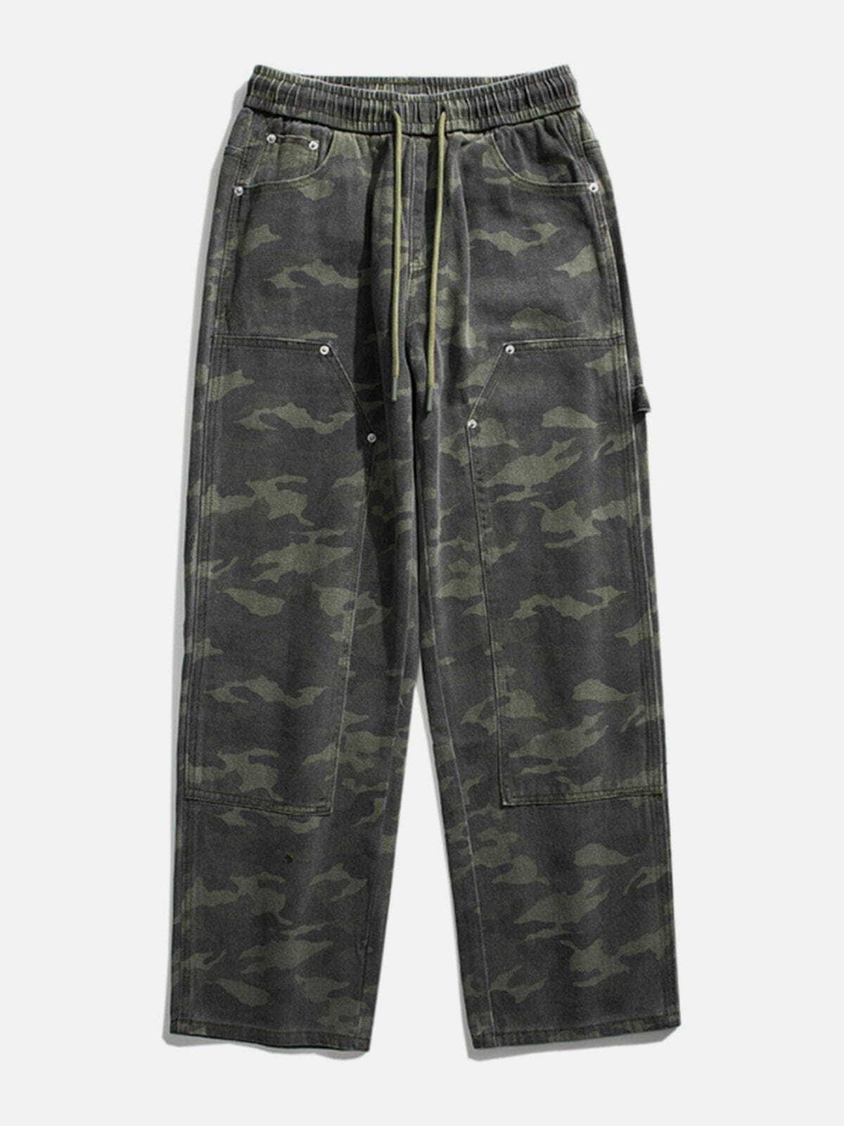 Y2K Camouflage Print Jeans - Retro 90s Grunge Outfit for Summer Parties & Clubbing