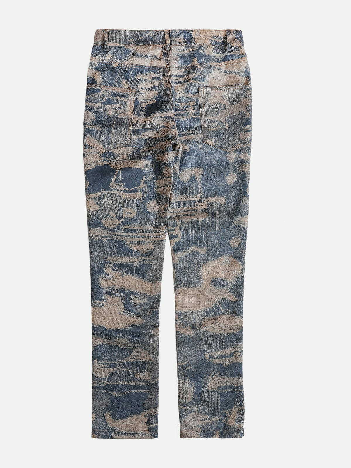 Y2K Camouflage Tie Dye Jeans - Retro 90s Grunge Outfit for Summer Parties & Festivals