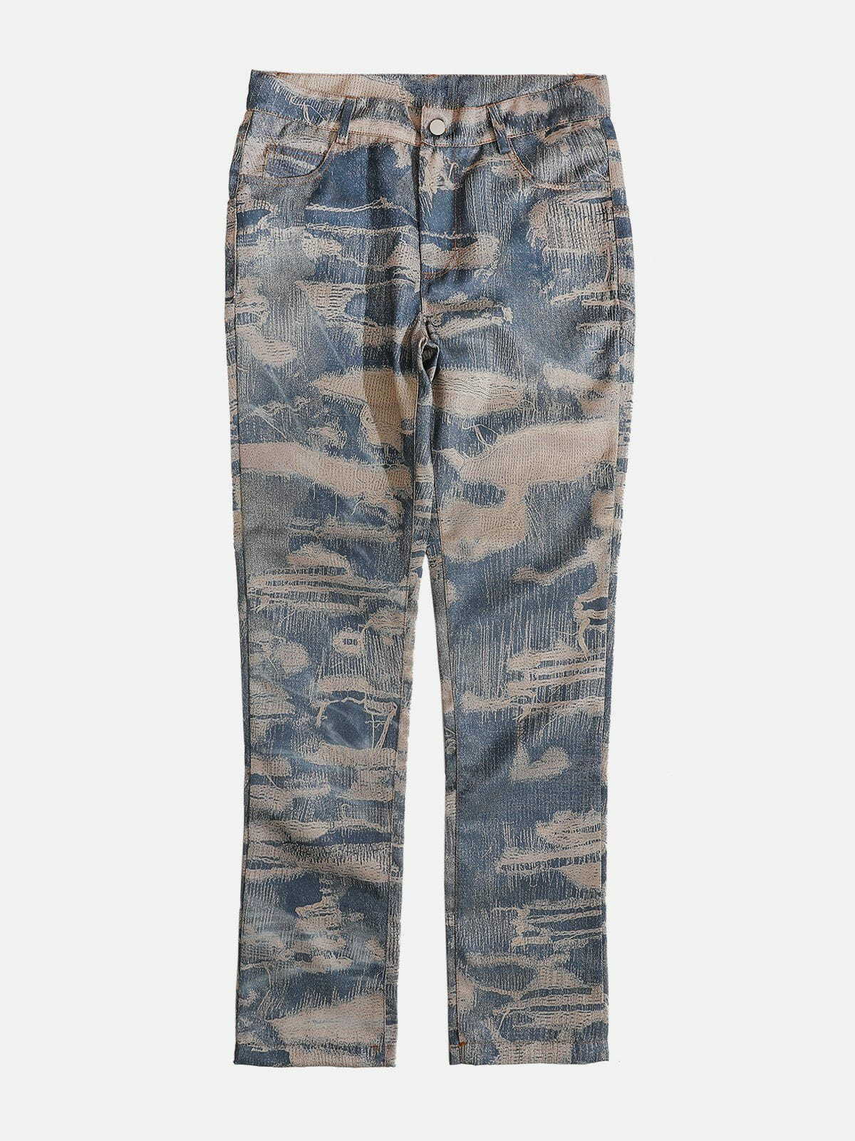 Y2K Camouflage Tie Dye Jeans - Retro 90s Grunge Outfit for Summer Parties & Festivals