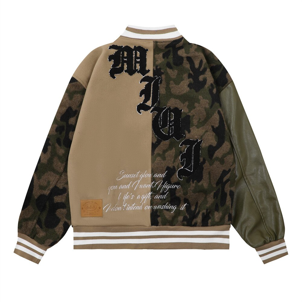 Y2K Camouflage Varsity Jacket - Retro 90s Grunge Style for Summer Parties & Outfits