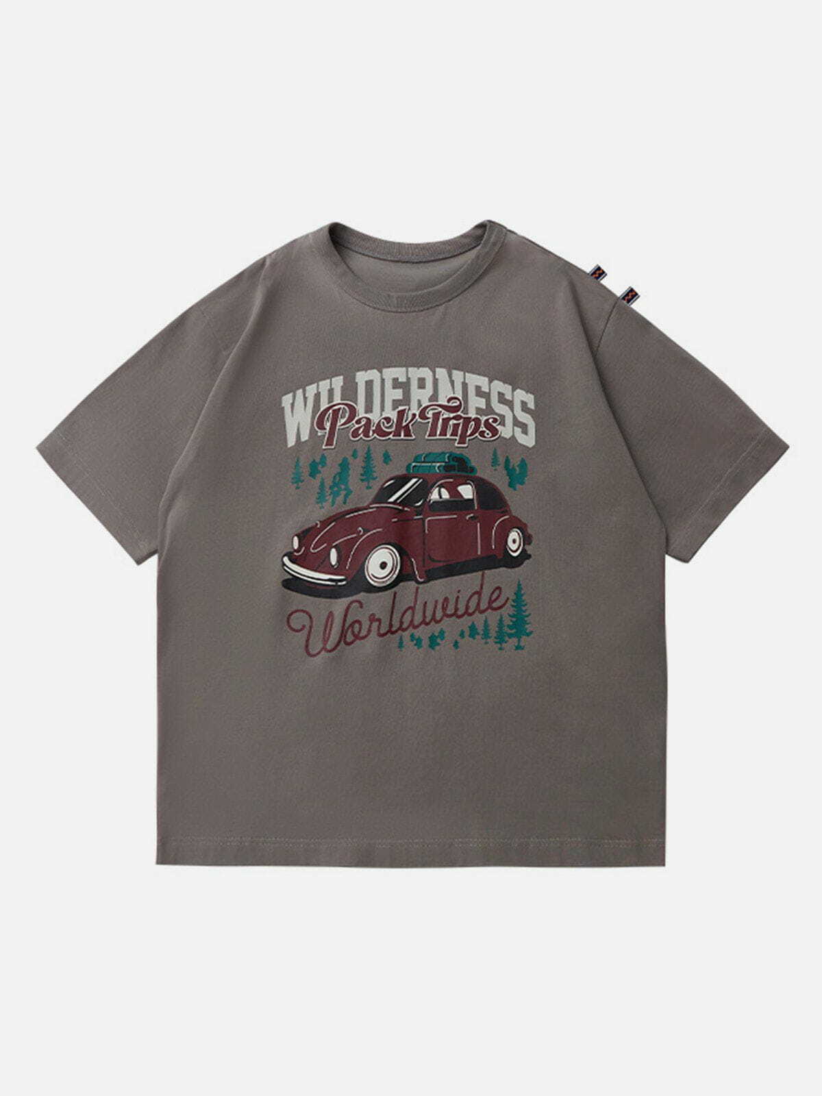 Y2K Car Print Tee - Retro 90s Grunge Top for Summer Outfits & Party Vibes