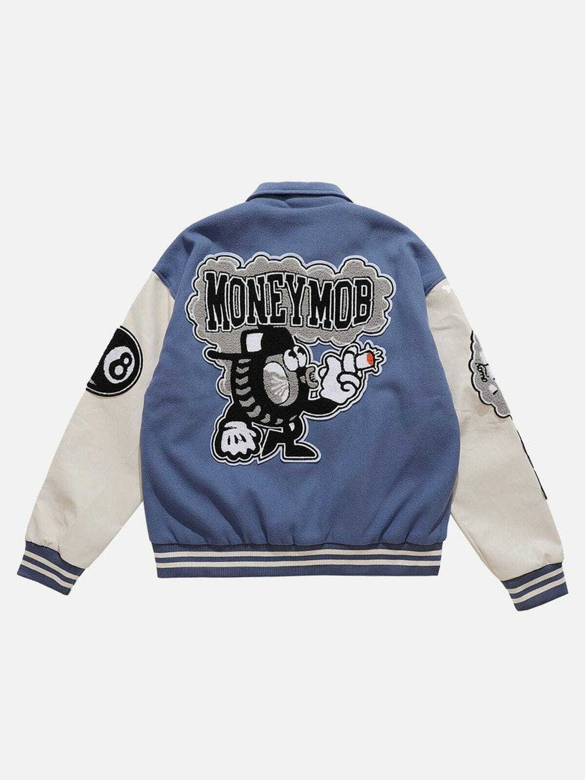 Y2K Cartoon Alphabet Embroidery Jacket - Retro 90s Grunge Style for Summer Outfits