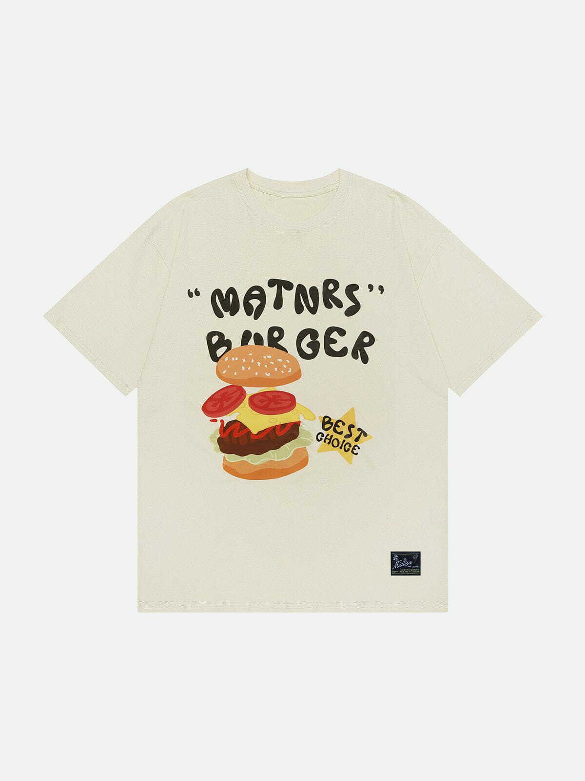 Y2K Cartoon Burger Print Tee - Retro 90s Grunge Summer Outfit for Y2K Vibes