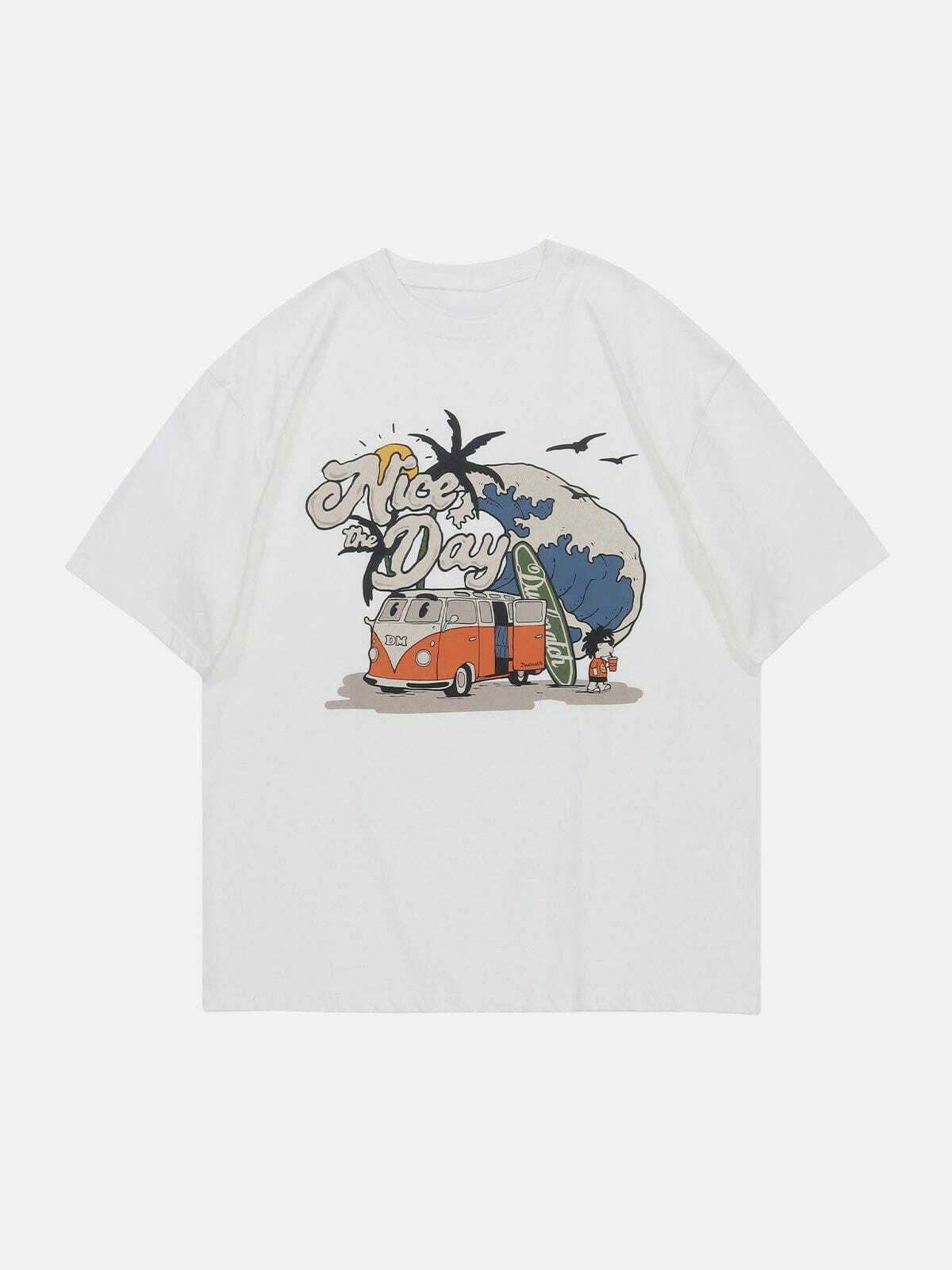 Y2K Cartoon Car Print Tee - Retro 90s Grunge Summer Outfit for Y2K Fashion Lovers