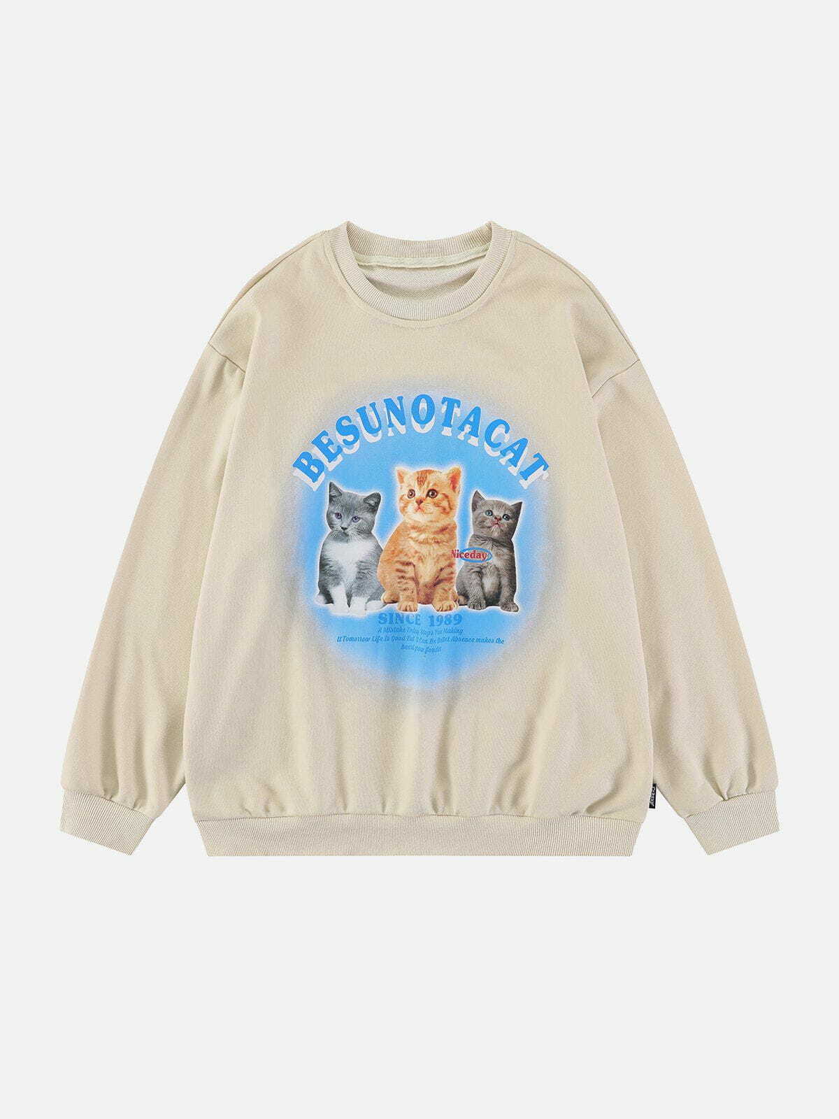 Y2K Cartoon Cat Sweatshirt - Retro 90s Grunge Style for Summer Parties & Outfits