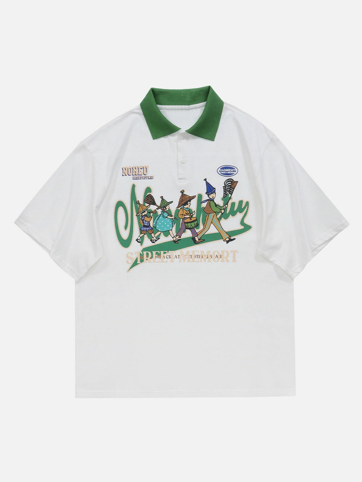 Y2K Cartoon Character Polo Tee - Retro 90s Grunge Summer Outfit for Y2K Fashion Lovers