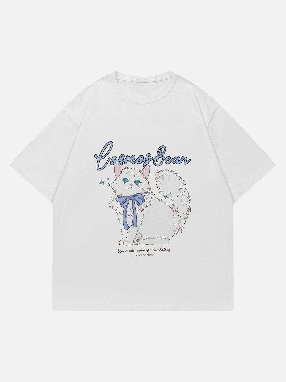 Y2K Cartoon Cute Cat Print Tee - Retro 90s Grunge Summer Outfit for Y2K Fashion Lovers