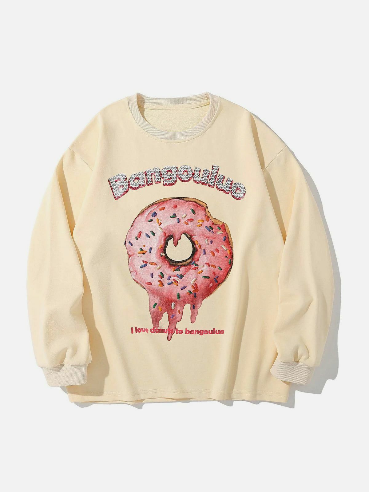 Y2K Cartoon Donuts Print Sweatshirt - Retro 90s Grunge Style for Summer Outfits