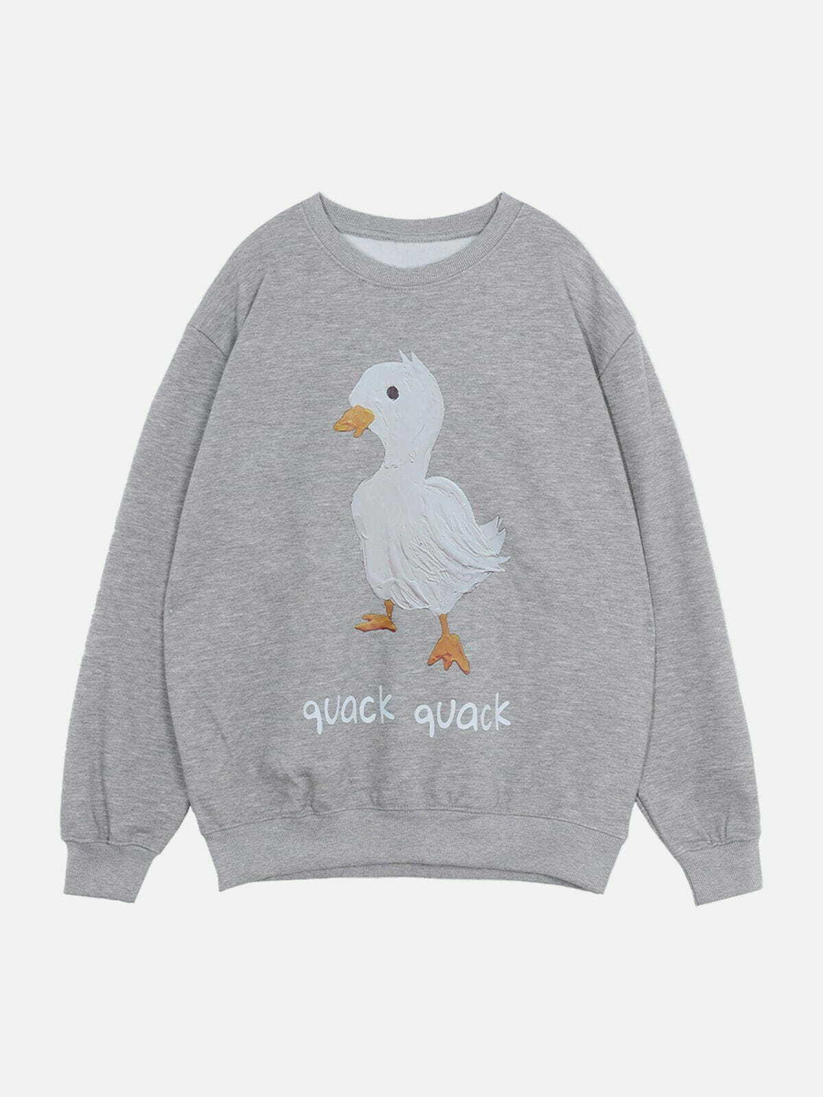 Y2K Cartoon Duck Print Sweatshirt - Retro 90s Grunge Style for Summer Outfits & Parties