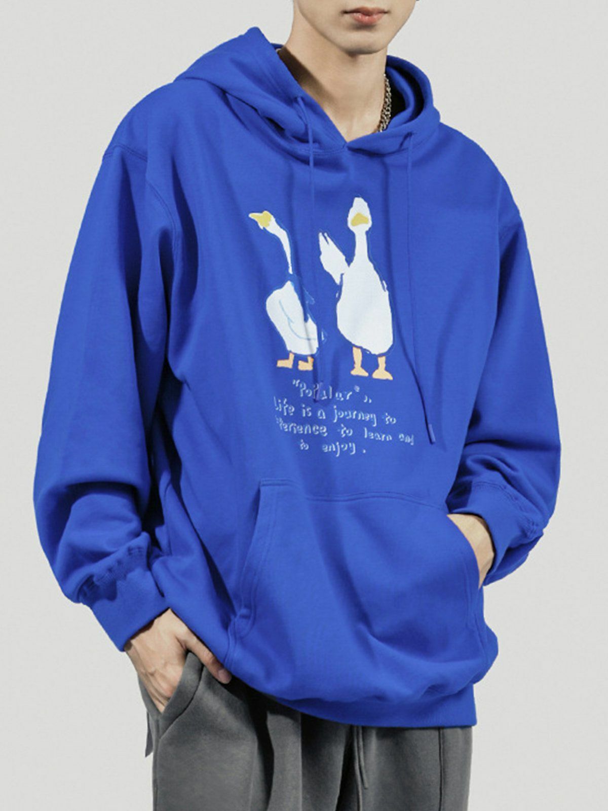 Y2K Cartoon Goose Print Hoodie - Retro 90s Grunge Style for Summer Outfits & Parties